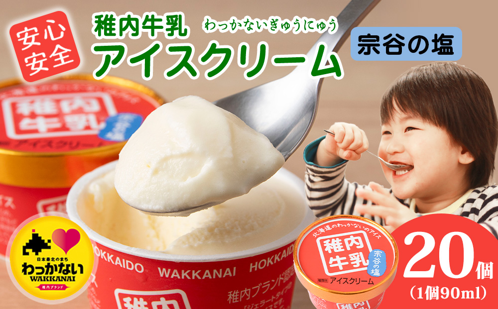 稚内牛乳 アイスクリーム 宗谷の塩　20個セット（各90ml）