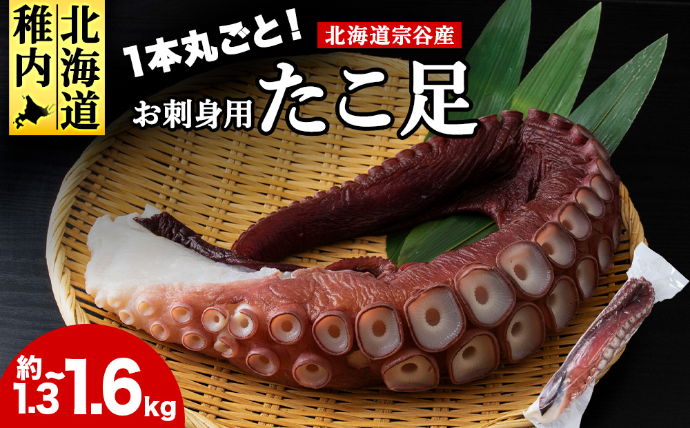 北海道稚内産 お刺身ボイルたこ足1本 約1.3kg〜1.6kg