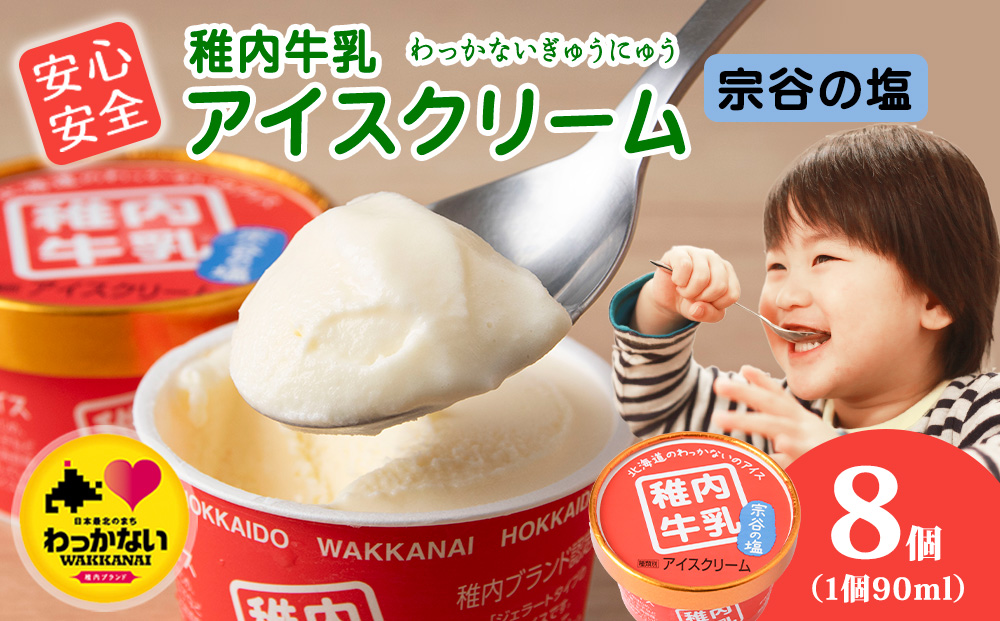 稚内牛乳 アイスクリーム 宗谷の塩　8個セット（各90ml）