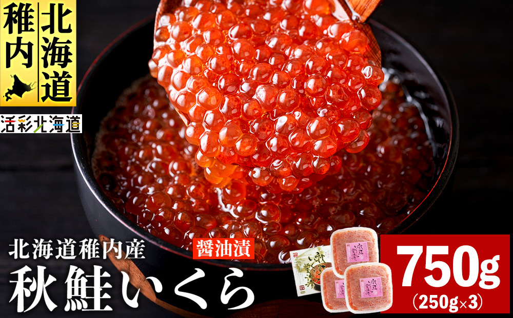 【北海道 稚内産】秋鮭 いくら 醤油漬 750g（イクラ丼 海鮮丼 に!）