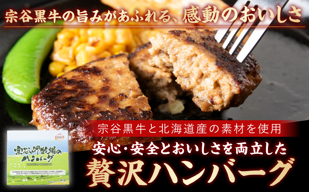 宗谷岬牧場のハンバーグ（ 120g × 4枚）× 2個 & 宗谷黒牛ウインナーセット