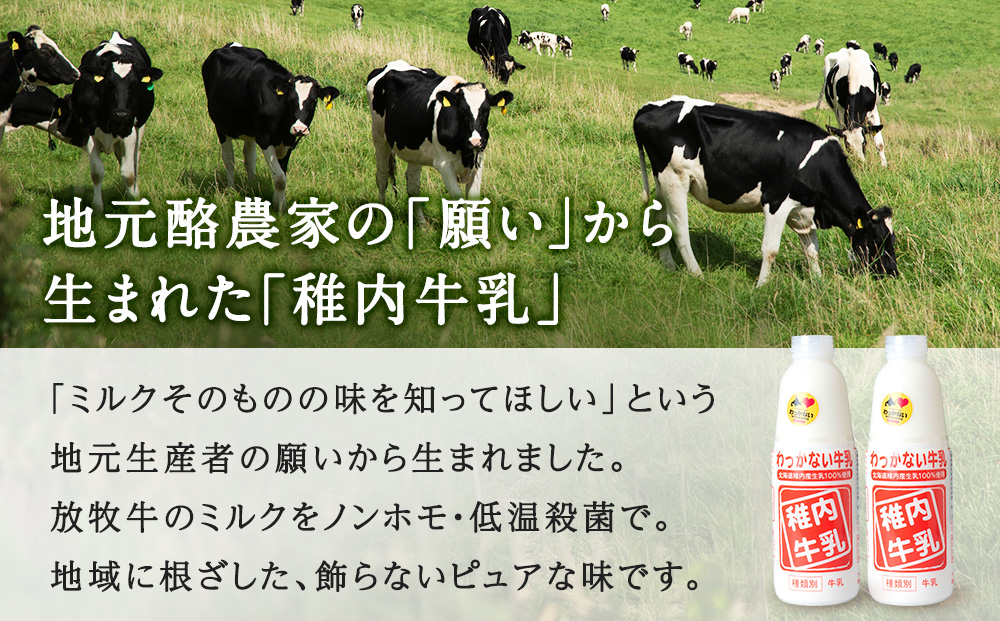 【定期便4回】3カ月に一回届く！季節ごとに変わる味が楽しめる 稚内牛乳 900ml×2本
