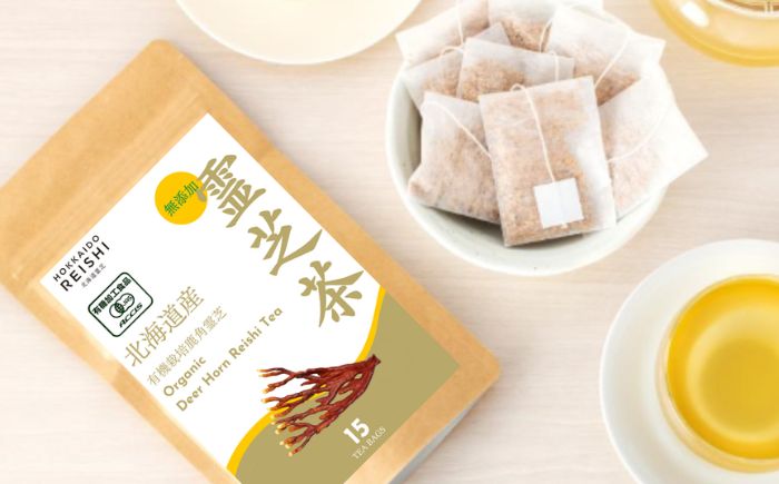北海道産 有機鹿角霊芝茶ティーバッグ 15包 | お茶 国産 オーガニック 健康茶 美容 | 株式会社北海道霊芝 [BOBF001]