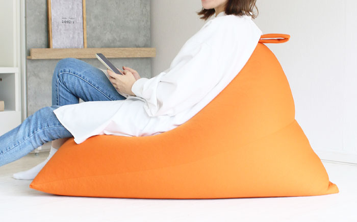 ビーズクッション ポルトBIG オレンジ | 日本製 補充可 大粒ビーズ ループ付 クッション | 北新有限会社 [BOBZ018]