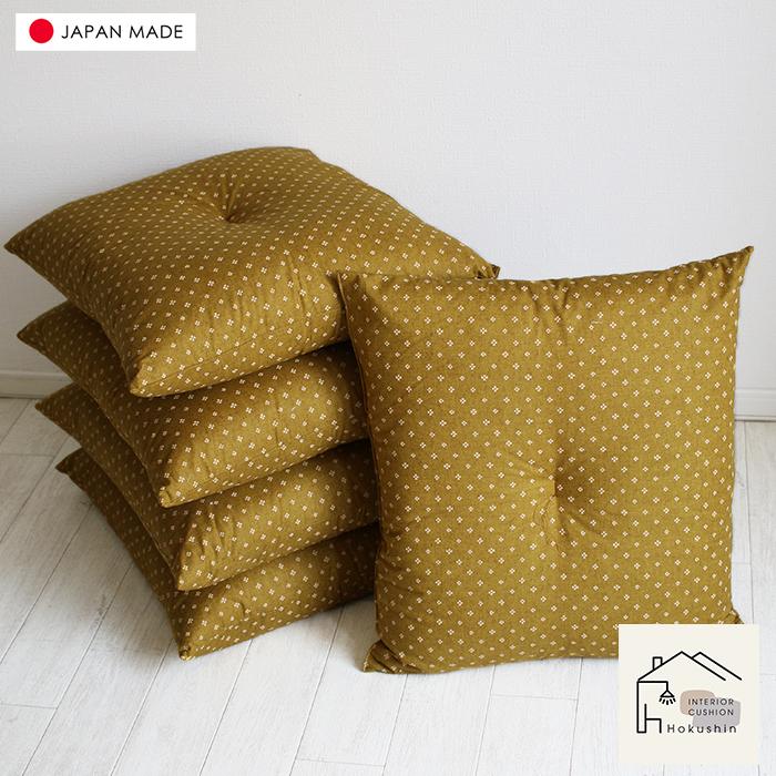 小桜 座布団 日本製 銘仙判 55×59 からし 5枚セット