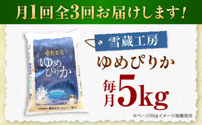 【3回定期便】雪蔵工房 ゆめぴりか 5kg | 精米 お米 米 北海道 北海道米 | JAびばい [BOAF016]