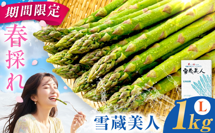 【春アスパラ】雪蔵美人 アスパラガス Lサイズ 1kg | アスパラ グリーンアスパラ アスパラガス 北海道 春野菜 | JAびばい [BOCC003]