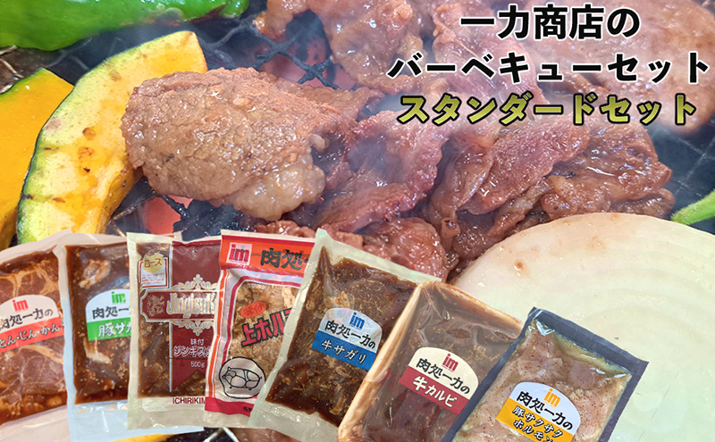 一力商店 バーベキューセット スタンダード セット 詰め合わせ 味付け肉 味付き肉 牛肉 豚肉 牛 豚 肉 お肉 焼き肉 焼肉 バーベキュー アウトドア キャンプ ロース 上ホルモン ホルモン 牛さがり 牛カルビ 豚サガリ とんじんかん 北海道 芦別市