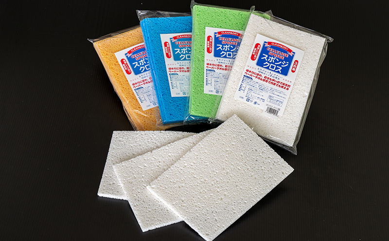 セルロース スポンジクロス 12枚 (3枚組×4色) セット 詰め合わせ 天然素材100% キッチン キッチン用品 スポンジ クロス 速乾 日用品 消耗品 北海道 芦別市