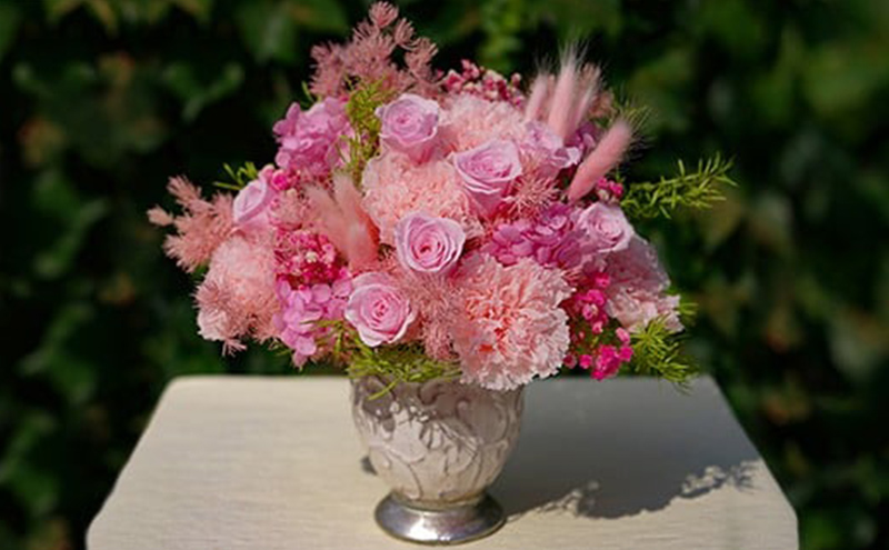 プリザーブドフラワー Calm pink 花季 YANASE design. ピンク アクリルケース ブリザードフラワー ドライフラワー 花 おしゃれ かわいい シンプル インテリア 飾り 花 置物 北海道 芦別市