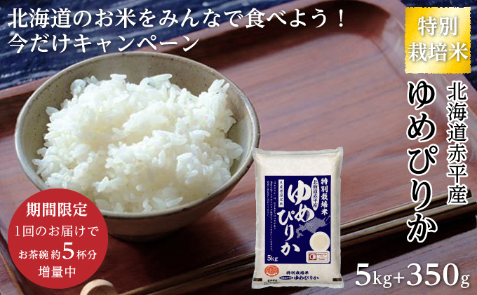 限定企画！ゆめぴりか5kg＋350g 特別栽培米「北海道赤平産のお米をみんなで食べよう今だけキャンペーン」
