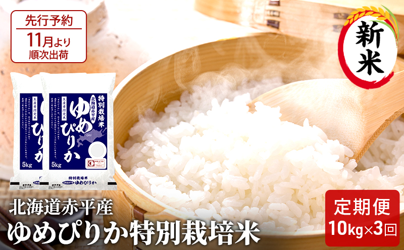 北海道赤平産 ゆめぴりか 10kg (5kg×2袋) 特別栽培米 【3回お届け】 米 北海道 定期便