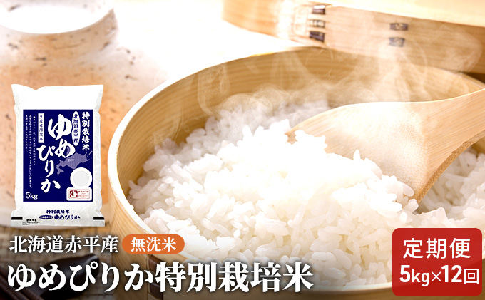 無洗米 北海道赤平産 ゆめぴりか 5kg 特別栽培米 【12回お届け】 米 北海道 定期便 ふるさと納税 お米