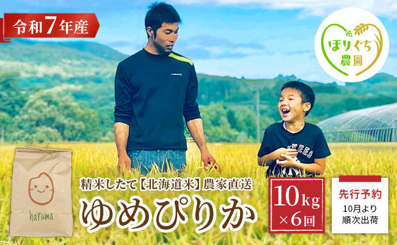 【6ヶ月定期便】北海道赤平産ゆめぴりか10kg 令和7年産 先行予約 先行受付 精米したて直送 5kg 2袋 米 白米 精米 定期便 北海道 赤平市