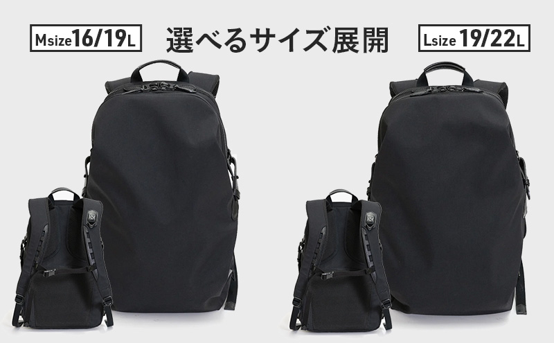 yezoLABO Momonga ユーティリティバックパック M No.8800377 ファッション小物 リュック 黒 通勤 通学 社会人 学生 出張 PCが入る ファイル収納 エキスパンド機能 日本製 国産 北海道 赤平市