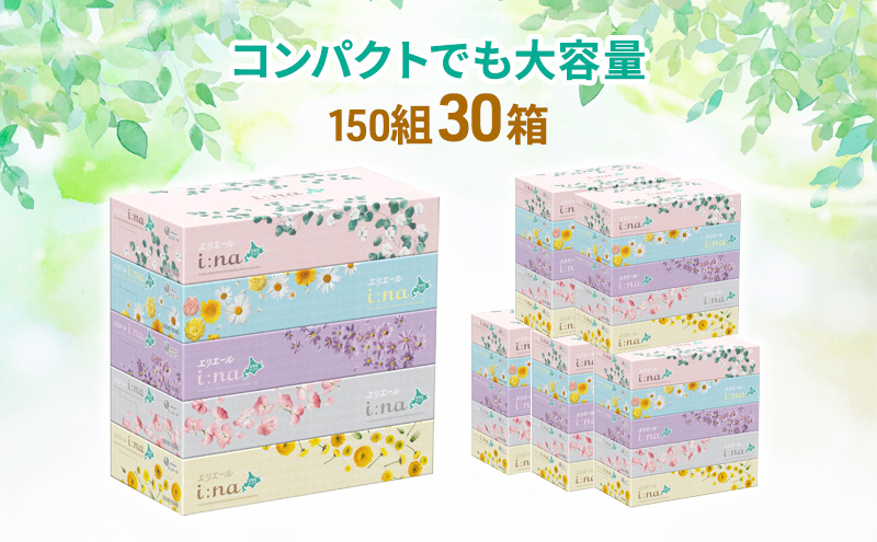 定期便 2ヵ月連続お届け エリエール 少量6パック [アソートO]   i:na 北海道 ティシュー 150組 5箱 6パック 計30箱 イーナ ティッシュペーパー 防災 常備品 備蓄品 消耗品 日用品 生活必需品 送料無料 赤平市