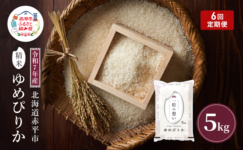 令和7年産 北海道 赤平産 ゆめぴりか 5kg 【限定寄附額】 6ヵ月連続お届け 白米 精米 米 北海道 ごはん ご飯 ライス おにぎり 定期便 定期 お楽しみ 6回
