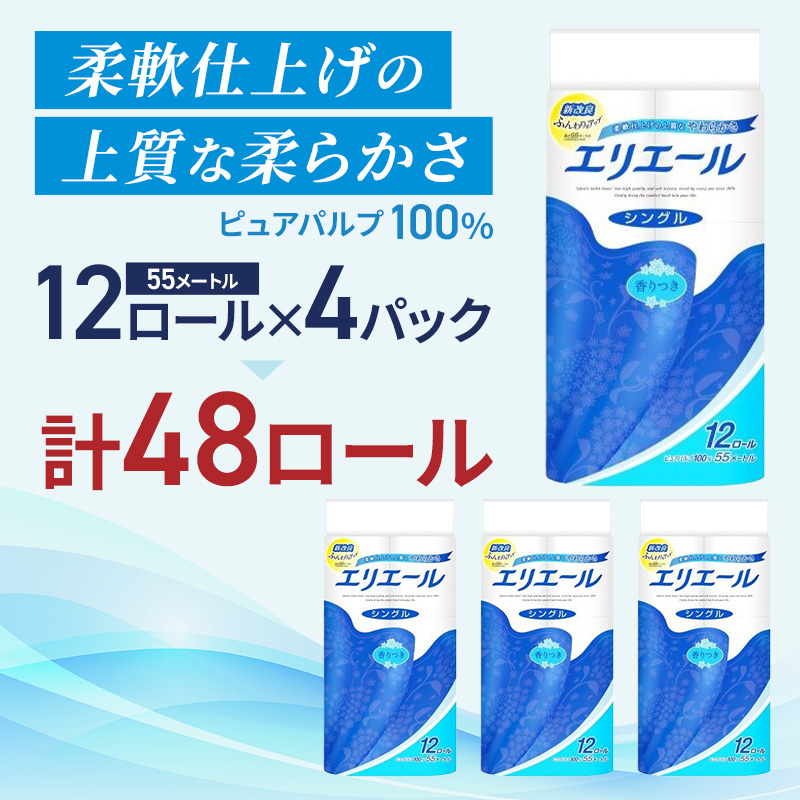 【定期便 2ヵ月連続お届け】エリエール 〈アソート〉 ＋Water 15箱 シングル 55m 48ロール トイレットペーパー ティッシュ トイレ ボックスティッシュ まとめ買い ペーパー 紙 防災 常備品 備蓄品 消耗品 備蓄 日用品