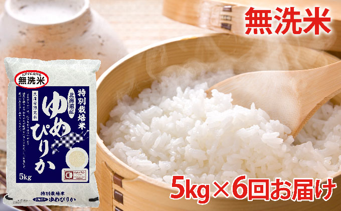 無洗米 北海道赤平産ゆめぴりか特別栽培米5kg×6回お届け  ふるさと納税 ゆめぴりか 無洗米