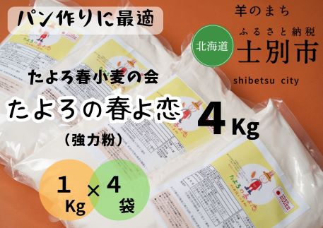 【北海道士別市】たよろの春よ恋（強力粉）　1kg×4袋
