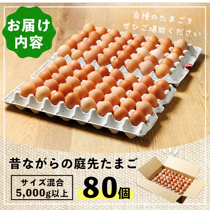 昔ながらの庭先たまご(80個 / 割れ保証＋3個・サイズ混合) 卵 玉子 たまご 平飼い 80個 濃厚 うまみ 卵かけご飯 目玉焼き 卵焼き ごはん おかず 【ファームあるむ】【B7155】