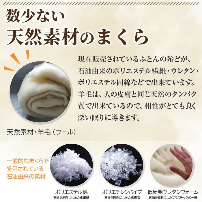 【D7053】＼羊毛100％／ピュアウール 枕 (Mサイズ) 寝具 枕 まくら 羊 ウール 睡眠 ツインロール ひつじ カーボンニュートラル 眠り 【寝具の井上】