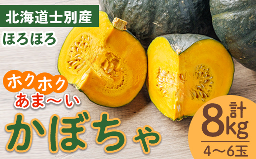 北海道士別産 かぼちゃ ほろほろ (8kg)【9月下旬以降準備ができ次第発送】 北海道産 国産 カボチャ 南瓜 野菜 煮物 サラダ 天ぷら 甘い 味覚の秋 【吉方農園】【B7151】