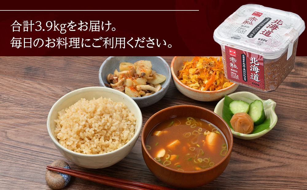 麹味噌 650g 6点セット 無添加 北海道 赤粒 【紅一点】《千歳工場製造》