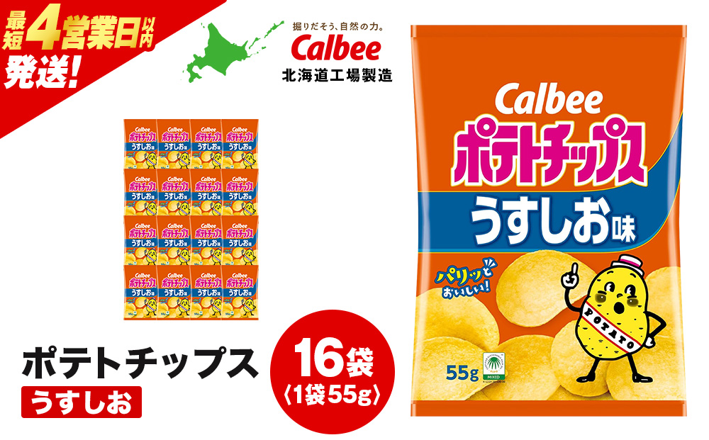 カルビーポテトチップス[うすしお]16袋入×1箱[北海道工場製造]