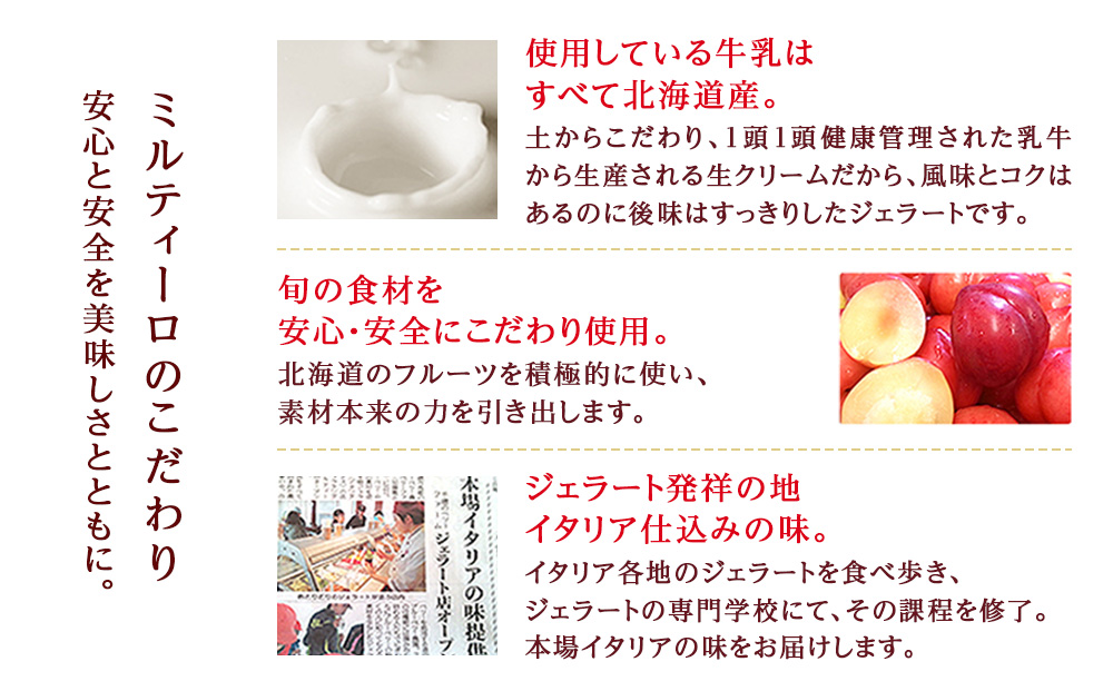 【 定期便 6ヶ月 】おすすめ ジェラート 【6個セット】 ミルティーロ アイス アイスクリーム お菓子 菓子 食べ比べ ギフト 千歳 北海道