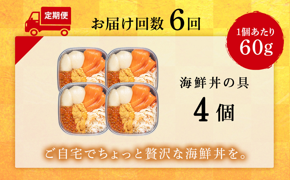【定期便 全6回】北海道といえば！海鮮丼の具 60g×4個セット