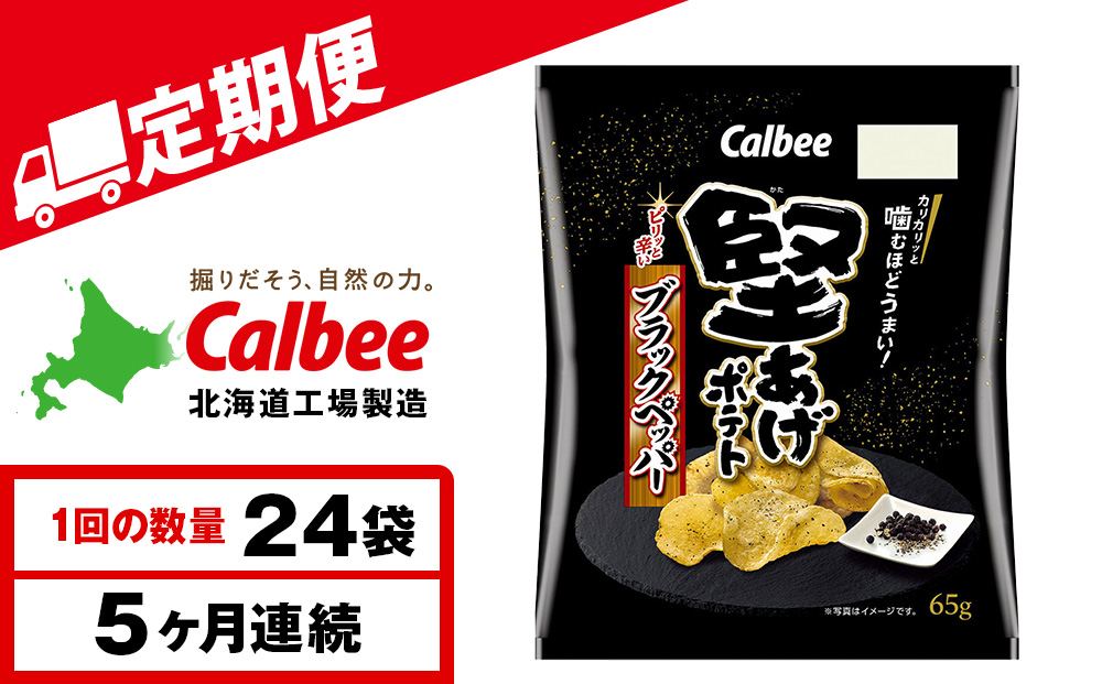 【定期便5カ月】堅あげポテト＜ブラックペッパー＞12袋入×2箱 カルビー ポテトチップス 《千歳工場製造》