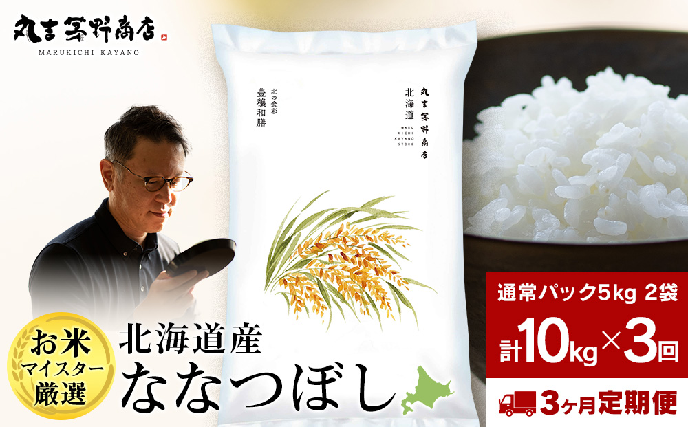 【定期便3回・下旬発送】北海道産ななつぼし 10kg(通常パック5kg×2袋) 特A お米  千歳 北海道米