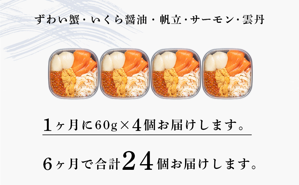 【定期便 全6回】北海道といえば！海鮮丼の具 60g×4個セット