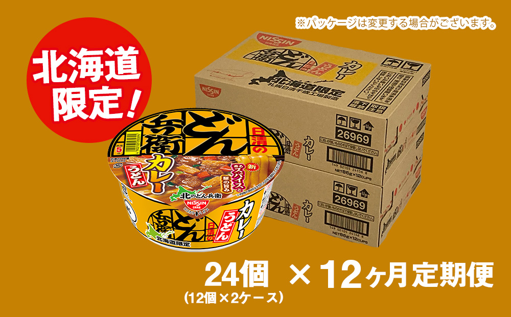 【定期便12カ月】日清 北のどん兵衛 カレーうどん [北海道仕様]24個 カレー うどん カップ麺 即席めん 即席麺 どん兵衛 千歳 ケース