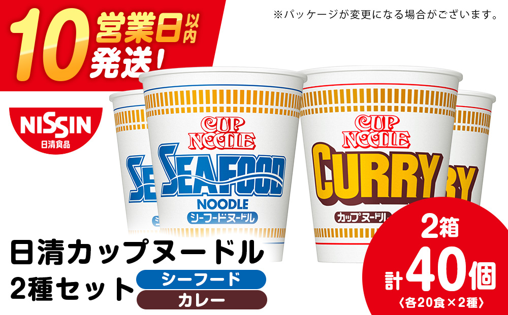 日清ヌードル2種セット シーフードヌードル・カレーヌードル各20食 ラーメン 麺 即席麺 麺類 カップ麺 インスタント カップラーメン