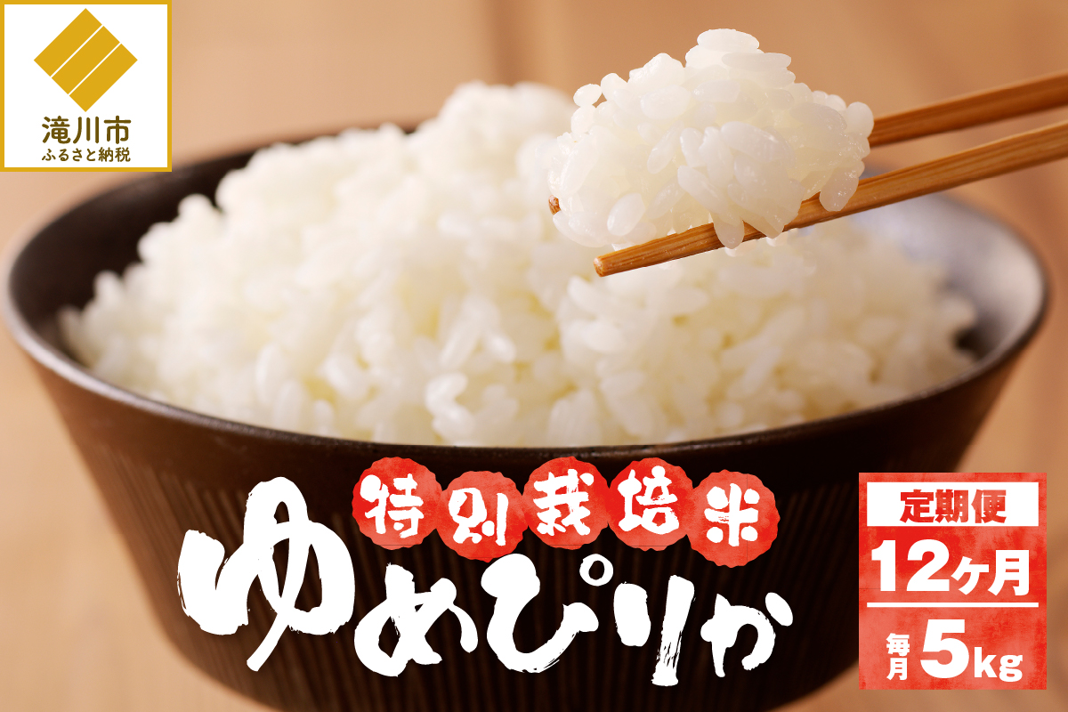 《令和7年産》特別栽培米ゆめぴりか 5kg×12ヵ月定期便 | 16年連続特A ブランド米 白米 精米 米 お米 こめ 減農薬 単一原料米 ご飯 北海道米 北海道 滝川市
