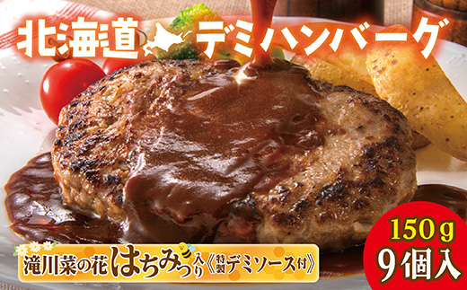 北海道デミハンバーグ1食200g 9セット 北海道 牛肉 豚肉 真空パック冷凍 お弁当 バーベキュー 惣菜 簡単 焼くだけ 個包装 小分け 北海道産玉ねぎ