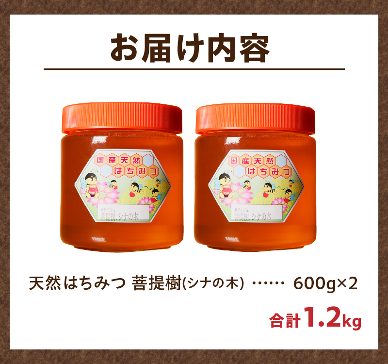 2024年新蜜【北海道滝川産】高見養蜂場の純粋はちみつ(菩提樹、シナの木600g×2本)