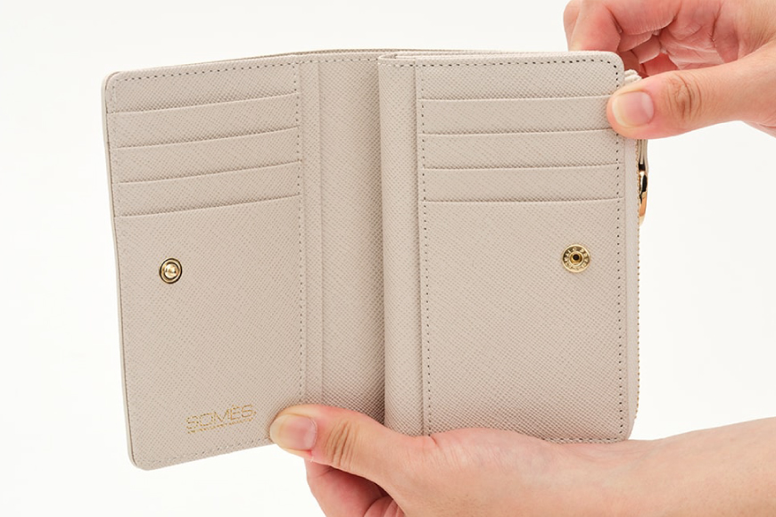 SOMES LF折財布 （アイボリー）PT-73 [ソメスサドル 北海道 砂川市 12260816-a] ソメス 財布 レディース 二つ折り 二つ折 2つ折り L字ファスナー l字ファスナー L字 本革 革 革製品 レザー ウォレット サイフ さいふ somes saddle レビューキャンペーン