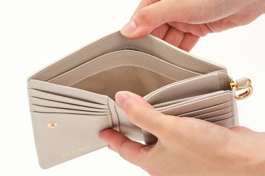 SOMES LF折財布 （アイボリー）PT-73 [ソメスサドル 北海道 砂川市 12260816-a] ソメス 財布 レディース 二つ折り 二つ折 2つ折り L字ファスナー l字ファスナー L字 本革 革 革製品 レザー ウォレット サイフ さいふ somes saddle レビューキャンペーン