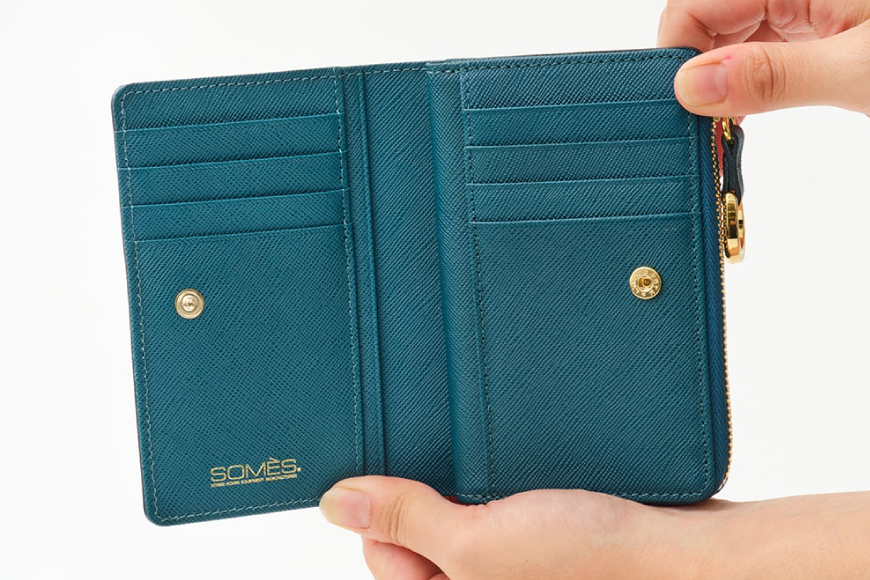 SOMES LF折財布 （ブルー）PT-73 [ソメスサドル 北海道 砂川市 12260816-b] ソメス 財布 レディース 二つ折り 二つ折 2つ折り L字ファスナー l字ファスナー L字 本革 革 革製品 レザー ウォレット サイフ さいふ somes saddle レビューキャンペーン