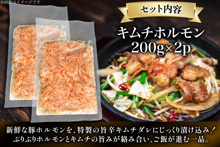 豚肉 キムチホルモン 200g 2p [丸正斎藤商行 北海道 砂川市 12260950] ホルモン 小分け 冷凍 セット おつまみ 晩酌 おかず ごはんのおとも ご飯のお供 キムチ