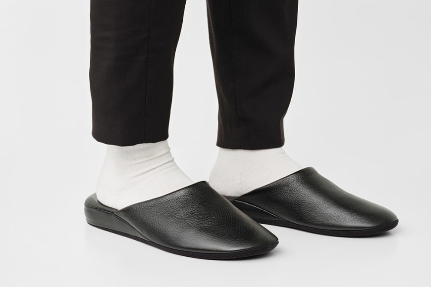 SOMES ルームシューズ （ブラック）DU-41 [ソメスサドル 北海道 砂川市 12260758-b] ソメス スリッパ メンズ レディース レザー 本革 革 革製品 レビューキャンペーン