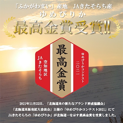 【毎月定期便】北海道深川産ゆめぴりか10kg(5kg×2)(普通精米)全3回【4000825】