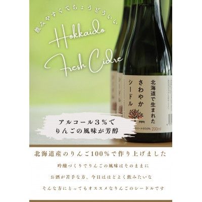 【果実炭酸酒】北海道産りんご100%使用　さわやかシードル200ml×9本【1487470】