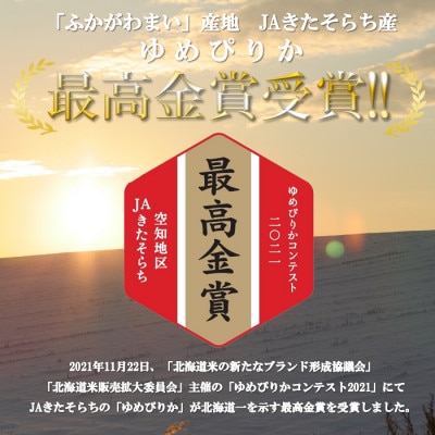 【令和6年産先行受付】北海道深川産ゆめぴりか15kg(5kg×3袋)(無洗米)【1296665】