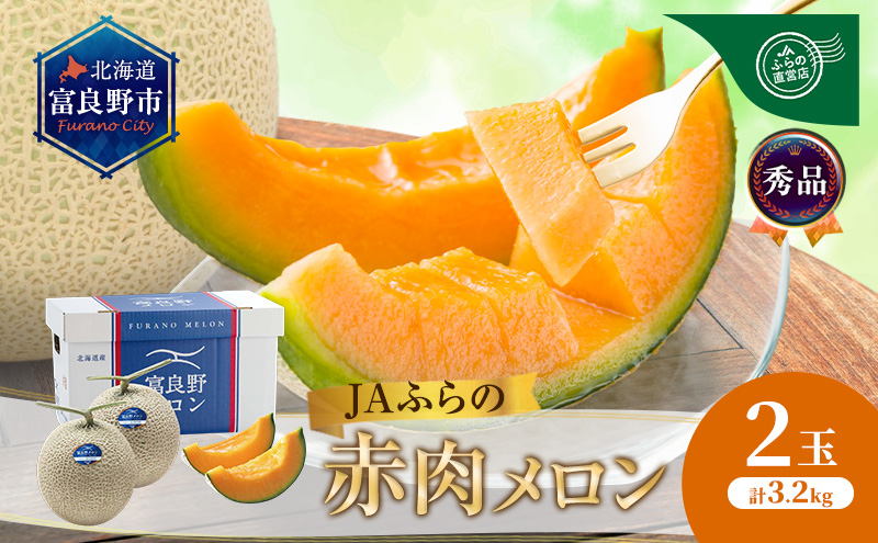 【2026年8月発送】JAふらの 赤肉メロン 2玉 計3.2kg 富良野市 メロン フルーツ 果物