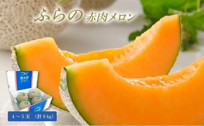 【2026年8月上旬より発送】ふらの 赤肉 メロン 4～5玉（計8kg）北海道 富良野市 (JAふらの) メロン フルーツ 果物 新鮮 甘い 贈り物 ギフト 道産 ジューシー おやつ ふらの ブランド 夏