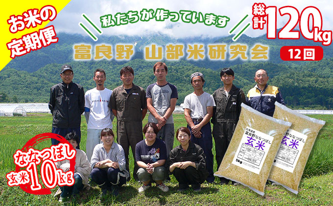 ◆12ヶ月定期便◆ 富良野 山部米研究会【 ななつぼし 】玄米 5kg×2袋（10kg）